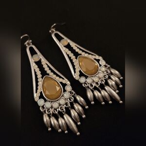 Lia Sophia Silver and Citrine Chandelier Earrings